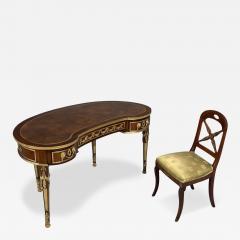 Guillaume Groh Kidney Shaped Desk and Chair Leather Bronze France 19th c  - 4551729