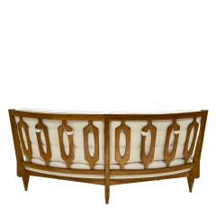 Guillerme et Chambron 1950s Guillerme and Chambron solid oakwood curved settee - 4306419