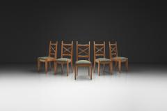 Guillerme et Chambron Five Upholstered Dining Chairs by Guillerme et Chambron France ca 1960s - 4566831
