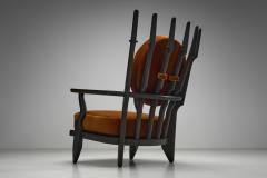 Guillerme et Chambron Grand Repos Armchair in Black Stained Oak France 20th Century - 4459266