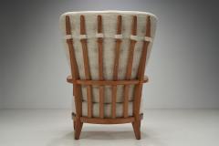 Guillerme et Chambron Grand Repos Oak Lounge Chair by Guillerme et Chambron France 1950s - 2712394