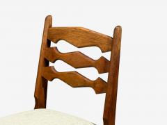 Guillerme et Chambron Guillerme Chambron Dining Chairs Oak Green Fabric France 1950s - 4751789