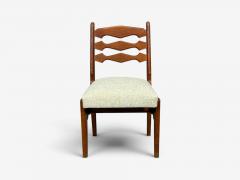 Guillerme et Chambron Guillerme Chambron Dining Chairs Oak Green Fabric France 1950s - 4751792