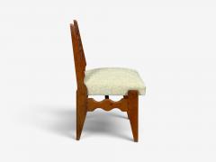 Guillerme et Chambron Guillerme Chambron Dining Chairs Oak Green Fabric France 1950s - 4751793