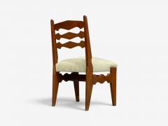 Guillerme et Chambron Guillerme Chambron Dining Chairs Oak Green Fabric France 1950s - 4751794