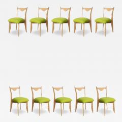 Guillerme et Chambron Guillerme Chambron Set of Ten Dining Chairs in Cerused Oak - 4490743