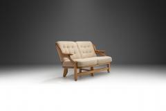 Guillerme et Chambron Guillerme et Chambron Gr goire Oak Settee for Votre Maison France 1960s - 3682325