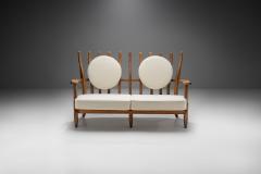 Guillerme et Chambron Guillerme et Chambron Grand Repos Sofa with Two Round Cushions France 1950s - 2369185