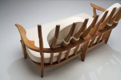 Guillerme et Chambron Guillerme et Chambron Grand Repos Sofa with Two Round Cushions France 1950s - 2369186