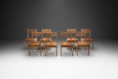 Guillerme et Chambron Guillerme et Chambron Oak Chairs with Wooden Slatted Seats France 1960s - 3385857