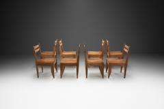 Guillerme et Chambron Guillerme et Chambron Oak Chairs with Wooden Slatted Seats France 1960s - 3385858
