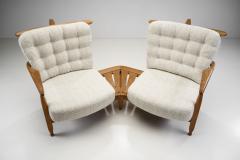 Guillerme et Chambron Guillerme et Chambron Oak Settee with Connecting Table France 1950s - 2888837