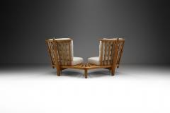 Guillerme et Chambron Guillerme et Chambron Oak Settee with Connecting Table France 1950s - 4410533