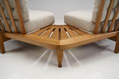 Guillerme et Chambron Guillerme et Chambron Oak Settee with Connecting Table France 1950s - 4410540