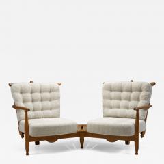 Guillerme et Chambron Guillerme et Chambron Oak Settee with Connecting Table France 1950s - 4413102