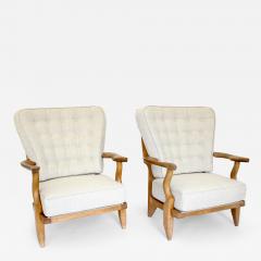 Guillerme et Chambron Guillerme et Chambron Pair French Oak Petite Repos Lounge Chairs Votre Maison - 4344772