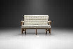 Guillerme et Chambron Guillerme et Chambron Sculpted Oak Two Seater Sofa France 1960s - 2579250