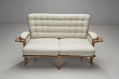 Guillerme et Chambron Guillerme et Chambron Sculpted Oak Two Seater Sofa France 1960s - 2579253