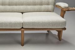 Guillerme et Chambron Guillerme et Chambron Sculpted Oak Two Seater Sofa France 1960s - 2579254