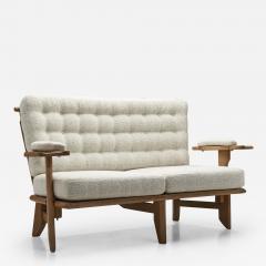 Guillerme et Chambron Guillerme et Chambron Sculpted Oak Two Seater Sofa France 1960s - 2584066