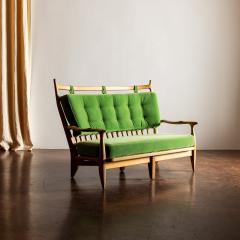 Guillerme et Chambron Guillerme et Chambron Settee in Oak with Mohair Velvet Cushions France 1960s - 3813950