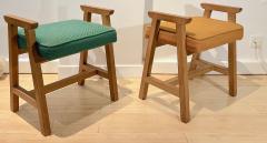 Guillerme et Chambron Guillerme et Chambron pair 50s oak stools with their vintage canvas cover - 2666776
