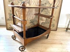 Guillerme et Chambron Guillerme et Chambron riviera style rarest charming oak rolling cart - 2587301