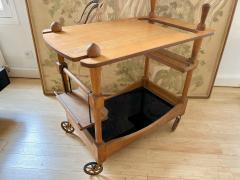 Guillerme et Chambron Guillerme et Chambron riviera style rarest charming oak rolling cart - 2587302