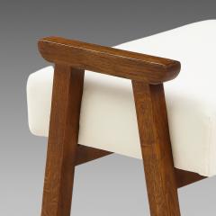 Guillerme et Chambron Ivory Velvet Oak Stool by Guillerme et Chambron - 2064272