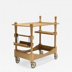 Guillerme et Chambron Laminated Oak Bar Cart by Guillerme et Chambron - 4603429