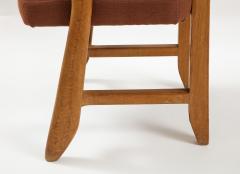 Guillerme et Chambron Mid Century Oak and Linen Bridge Chair by Guillerme et Chambron - 2057703