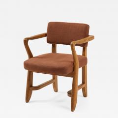 Guillerme et Chambron Mid Century Oak and Linen Bridge Chair by Guillerme et Chambron - 2065015