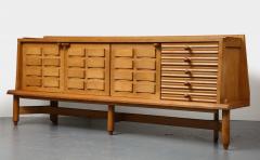Guillerme et Chambron Monumental Carved Oak Sideboard by Guillerme and Chambron France c 1960 - 3214179