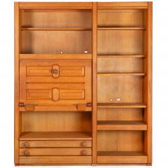 Guillerme et Chambron Oak Secretary Desk Bookcase France circa 1960 - 4545805