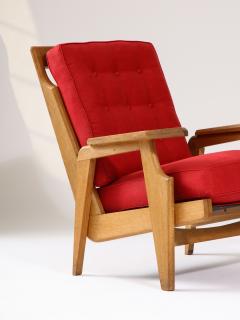 Guillerme et Chambron Oak and Upholstery Armchair by Guillerme et Chambron France c 1960 - 3360332