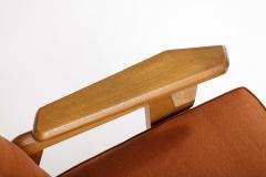 Guillerme et Chambron Oak and Upholstery Armchair by Guillerme et Chambron France c 1960 - 3360446