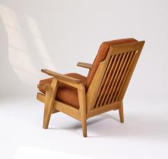 Guillerme et Chambron Oak and Upholstery Armchair by Guillerme et Chambron France c 1960 - 3360447