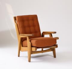 Guillerme et Chambron Oak and Upholstery Armchair by Guillerme et Chambron France c 1960 - 3360477