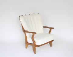 Guillerme et Chambron PAIR OF FRENCH GUILLERME ET CHAMBRON BLONDE OAK PETITE REPOS LOUNGE CHAIRS - 3357142