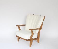 Guillerme et Chambron PAIR OF FRENCH GUILLERME ET CHAMBRON BLONDE OAK PETITE REPOS LOUNGE CHAIRS - 3357158