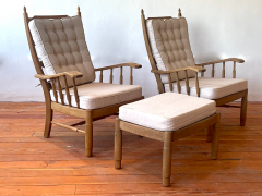 Guillerme et Chambron PAIR OF FRENCH OAK CHAIRS OTTOMAN - 2756802