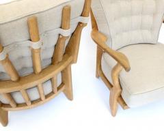 Guillerme et Chambron Pair of French Guillerme et Chambron blonde Oak petite Repos Lounge Chairs - 4264915