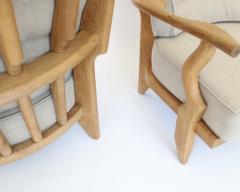 Guillerme et Chambron Pair of French Guillerme et Chambron blonde Oak petite Repos Lounge Chairs - 4264917