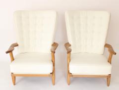 Guillerme et Chambron Pair of French Oak Grand Repos Lounge Chairs Guillerme et Chambron Votre Maison - 1308422