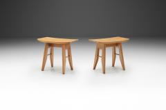 Guillerme et Chambron Pair of Guillerme et Chambron Thierry Oak Stools France 1950s - 3799976