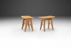 Guillerme et Chambron Pair of Guillerme et Chambron Thierry Oak Stools France 1950s - 3799977