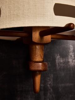Guillerme et Chambron Pair of Guillerme et Chambron Wood and Ceramic Wall Sconces with Modern Shades - 4693415