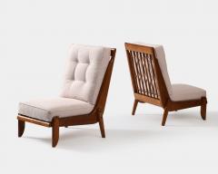 Guillerme et Chambron Pair of Rare Guillerme et Chambron Oak Lounge Chair with Sculptural Legs - 3669333