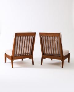 Guillerme et Chambron Pair of Rare Guillerme et Chambron Oak Lounge Chair with Sculptural Legs - 3669336