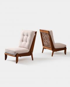 Guillerme et Chambron Pair of Rare Guillerme et Chambron Oak Lounge Chair with Sculptural Legs - 3669337